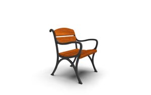 straatmeubilair, zitbanken, houten rugleuning, armleuning, houten zitting, vintage