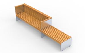straatmeubilair, bank, zitbanken, houten zitting, houten rugleuning, armleuning, logo