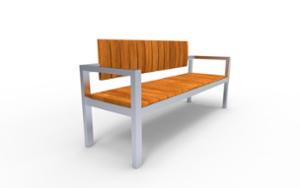 straatmeubilair, zitbanken, houten rugleuning, armleuning, houten zitting