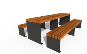 straatmeubilair, bank, houten zitting, tafel, picknick set