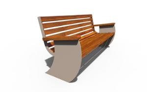 straatmeubilair, zitbanken, houten zitting, houten rugleuning, armleuning