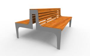 straatmeubilair, zitbanken, dubbelzijdig, houten rugleuning, houten zitting