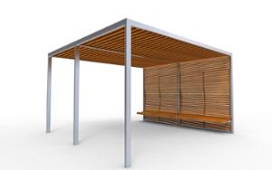straatmeubilair, overige, zitbanken, houten rugleuning, pergola, houten zitting