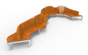 straatmeubilair, zitbanken, houten zitting, houten rugleuning, dubbelzijdig, moduleerbaar, hoge rugleuning