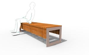 straatmeubilair, horizontale planken, bank, houten zitting