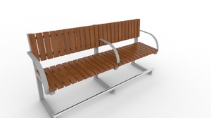 straatmeubilair, zitbanken, houten zitting, houten rugleuning, armleuning, voor senioren, prijs per meter, lengte gemeten op de lange kant