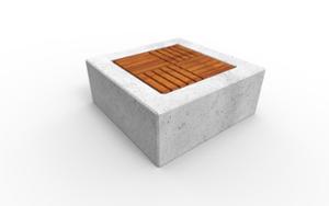 mała architektura, beton, beton architektoniczy, beton płukany, ława, siedzisko z drewna