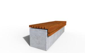 mała architektura, beton, beton architektoniczy, ława, na murku, siedzisko z drewna