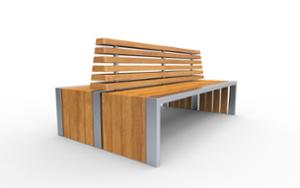 mała architektura, dwustronna, ławka, logo, oparcie z drewna, siedzisko z drewna