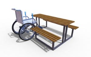 mała architektura, komplet piknikowy, ława, niepełnosprawni, siedzisko z drewna, stół