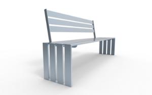 mała architektura, ławka, siedzisko ze stali, oparcie ze stali, logo