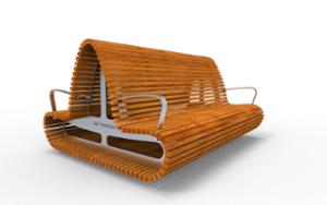 mała architektura, dwustronna, ławka, logo, oparcie z drewna, podłokietnik, siedzisko z drewna