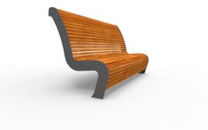 mała architektura, ławka, logo, oparcie z drewna, podłokietnik, siedzisko z drewna, wysokie oparcie