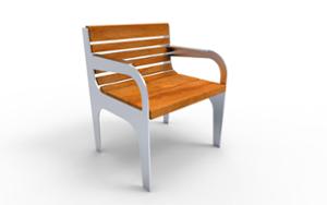 mała architektura, fotel / krzesło, jednoosobowe, ławka, oparcie z drewna, podłokietnik, siedzisko z drewna, stylizowane