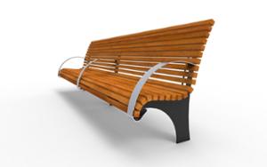 mała architektura, ławka, oparcie z drewna, podłokietnik, siedzisko z drewna, stylizowane, wysokie oparcie