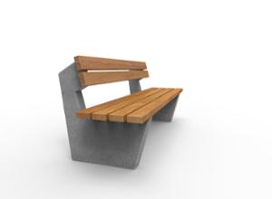 mała architektura, beton, beton architektoniczy, ławka, siedzisko z drewna