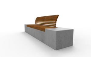 mała architektura, antyterrorystyczne, beton, beton architektoniczy, ławka, oparcie z drewna, siedzisko z drewna
