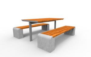mała architektura, beton, beton architektoniczy, beton płukany, inne, komplet piknikowy, ława, siedzisko z drewna, stół