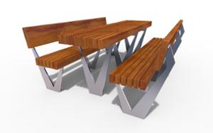 mała architektura, inne, komplet piknikowy, ławka, oparcie z drewna, siedzisko z drewna, stół