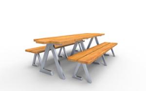 mała architektura, dwustronna, komplet piknikowy, ława, siedzisko z drewna, stół