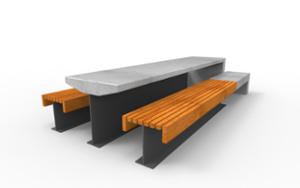 mała architektura, beton, beton architektoniczy, komplet piknikowy, ława, siedzisko z betonu, siedzisko z drewna, stół