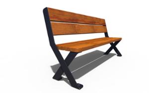 mała architektura, ławka, siedzisko z drewna, stylizowane