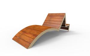 mała architektura, ławka, leżanka, oparcie z drewna, siedzisko z drewna