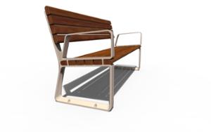 mała architektura, ławka, meble dla warszawy, odlew aluminiowy, oparcie z drewna, podłokietnik, siedzisko z drewna