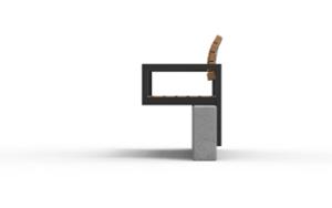 mobilier stradal, beton, beton finisat, sezuturi, partea de sus a zidului, spatar din lemn, cotiera, scaune din lemn