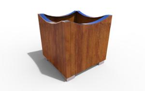 mobilier stradal, jardiniera, lemn, logo, mobile (compatibil pentru mufa de jante), rectangular, otel