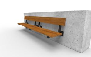 mobilier stradal, sezuturi, beton, beton finisat, atasat la perete, spatar din lemn, scaune din lemn