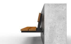mobilier stradal, sezuturi, beton, beton finisat, atasat la perete, spatar din lemn, scaune din lemn