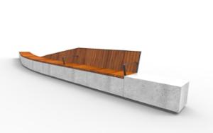 mobilier stradal, banca, sezuturi, beton, beton finisat, modular, spatar din lemn, curbat, cotiera, scaune din lemn