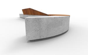mobilier stradal, banca, sezuturi, beton, beton finisat, modular, spatar din lemn, curbat, cotiera, scaune din lemn