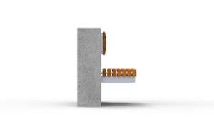 mobilier stradal, sezuturi, beton, beton finisat, scanduri verticale, atasat la perete, spatar din lemn, scaune din lemn