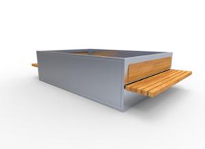 mobilier stradal, jardiniera, sezuturi, lemn, fata-dubla, spatar din lemn, spatar din otel, rectangular, scaune din lemn, otel