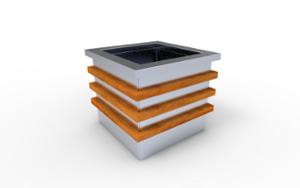 mobilier stradal, jardiniera, lemn, logo, rectangular, otel