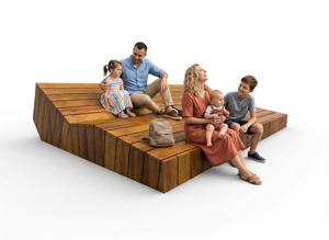 mobilier stradal, banca, sezuturi, leasure and rest, fata-dubla, sezlong, modular, spatar din lemn, scaune din lemn, trybuna