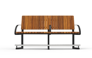 mobilier stradal, sezuturi, pret per 1 metru, pentru persoanele in varsta, lungimea masurata pe partea mai lunga, spatar din lemn, curbat, cotiera, scaune din lemn