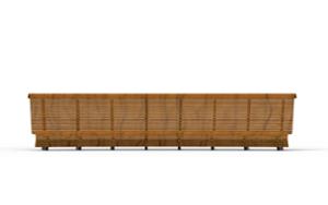 mobilier stradal, pret per 1 metru, lungimea masurata pe partea mai lunga, sezuturi, modular, spatar din lemn, curbat, scaune din lemn, spatar inalt