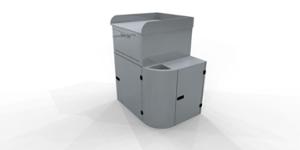 mobilier stradal, cos de gunoi, pentru tavi, foodcourt, segregare completa, multifunctionala, diafragma laterala, deseuri lichide