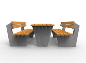 mobilier stradal, sezuturi, beton, beton finisat, set picnic, scaune din lemn, masa