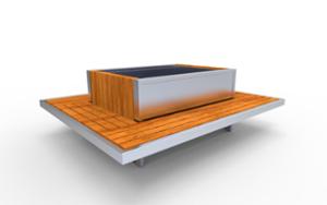 mobilier stradal, jardiniera, banca, sezuturi, lemn, fata-dubla, spatar din lemn, spatar din otel, rectangular, scaune din lemn, otel