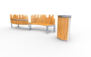 mobilier stradal, pret per 1 metru, lungimea masurata pe partea mai lunga, sezuturi, spatar din lemn, curbat, scandinavian line, scaune din lemn