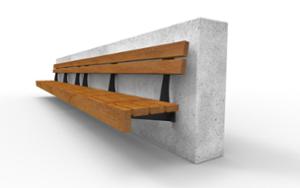 mobilier stradal, sezuturi, beton, beton finisat, atasat la perete, spatar din lemn, scaune din lemn