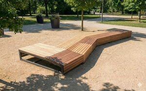 mobilier stradal, banca, fata-dubla, modular, scaune din lemn