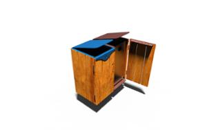 mobilier stradal, acoperis / capac, volum mare, cos de gunoi, montat pe stalp, segregarea preliminara, diafragma laterala
