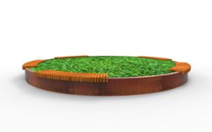mobilier stradal, jardiniera, banca, corten, curbat, scaune din lemn