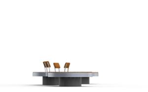 mobilier stradal, banca, sezuturi, beton, beton finisat, fata-dubla, modular, spatar din lemn, curbat, scaune din lemn