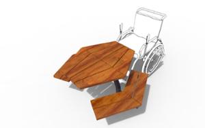 mobilier stradal, set picnic, banca, accesibil pentru persoane cu handicap, scaune din lemn, masa